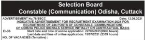 Odisha Police Constable Recruitment 2021