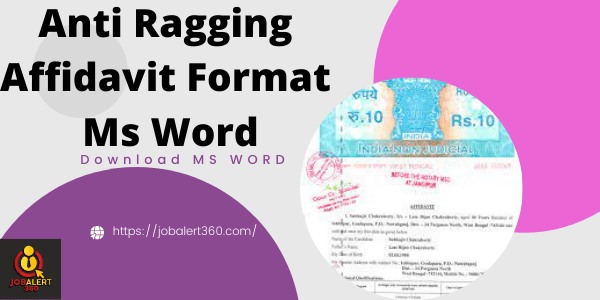 Anti Ragging Affidavit Format Ms Word