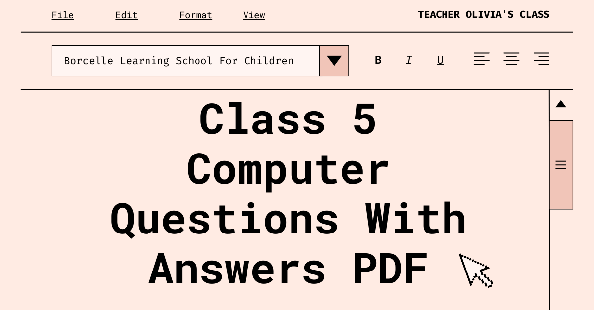 Class 5 Computer Questions With Answers PDF