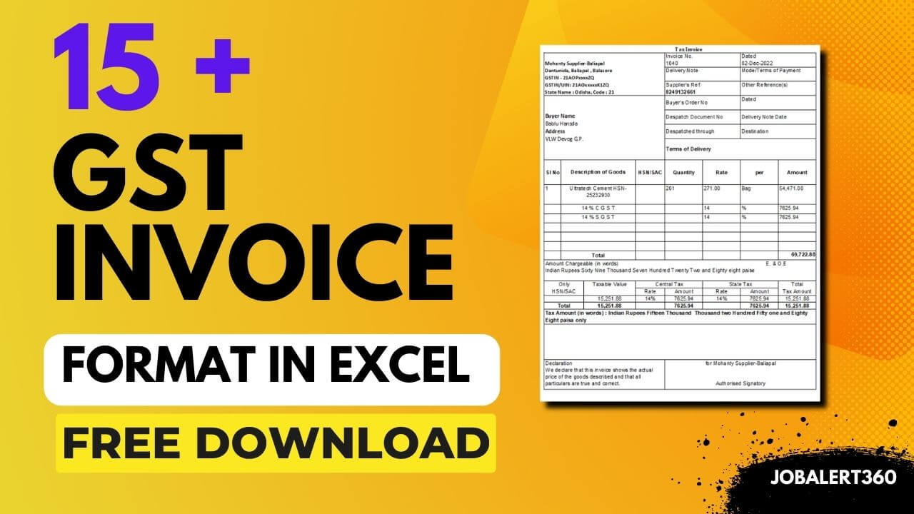 GST Invoice Format in Excel Download